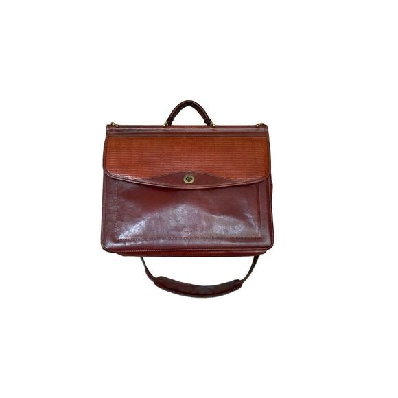 Jack George Womens Brown Leather Adjustable Strap Crossbody Briefcase - Picture 3 of 12